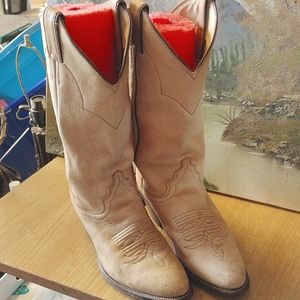 Vintage Justin boots soft tan/beige genuine leather size 6.5 C style # L 4714~